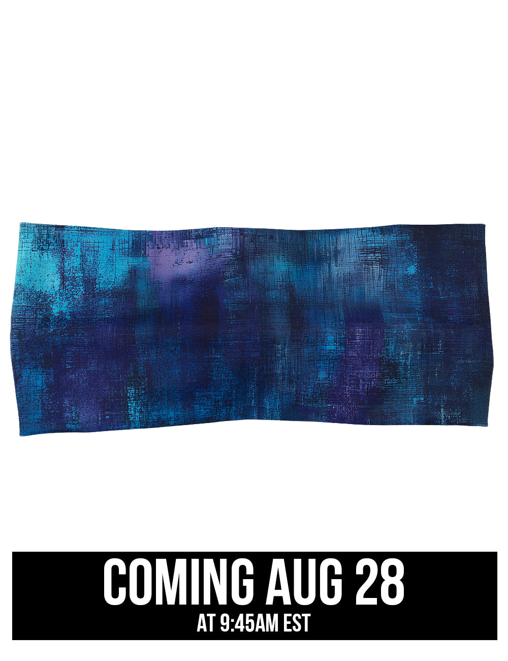 front of the blue, teal, and purple grunge concrete pattern headband coming august 28th
