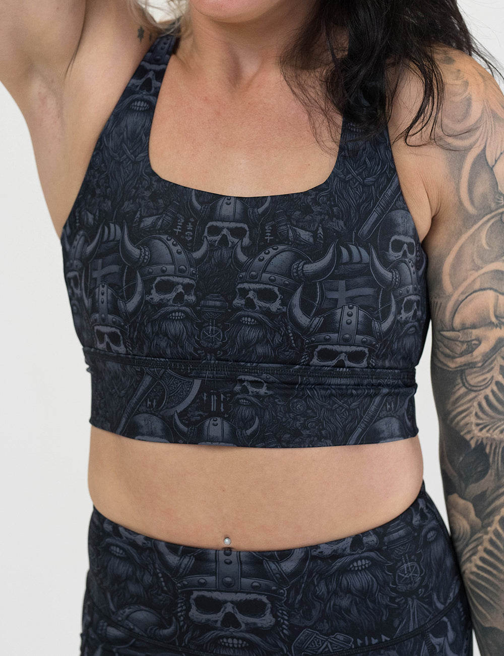 front of the viking print sports bra