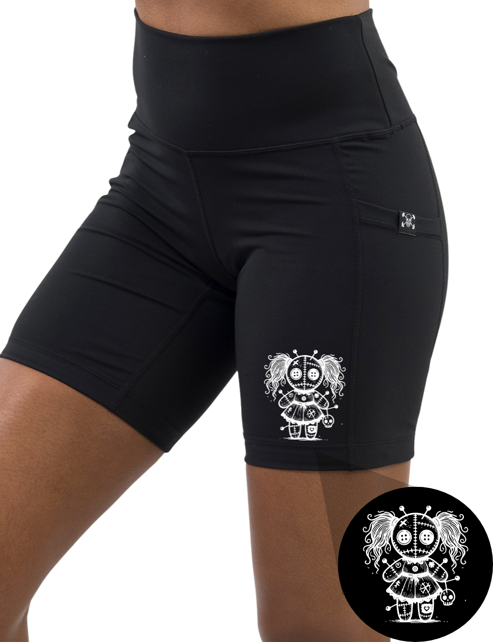 front of the voodoo graphic 7 inch black shorts against a white background