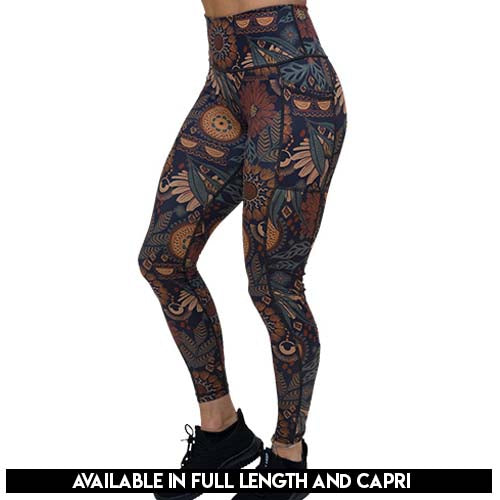 boho floral patterned leggings available in full and capri length