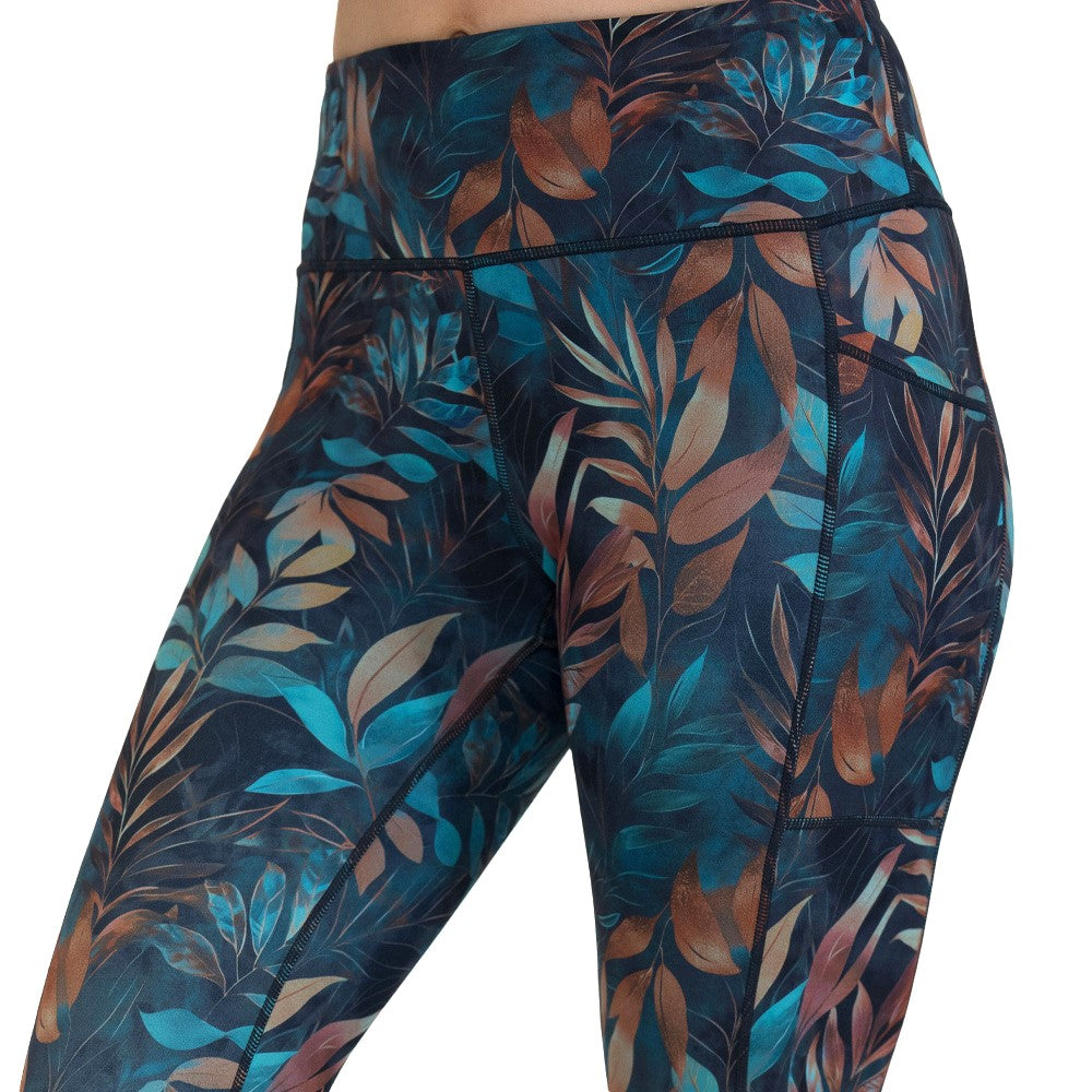 Colorful leaf-patterned leggings