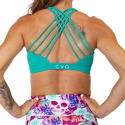 butterfly back strap design on sports bra 