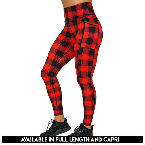red checkered leggings available in full and capri length