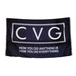 front view of cvg gym flag that says "cvg how you do anything is how you do everything"