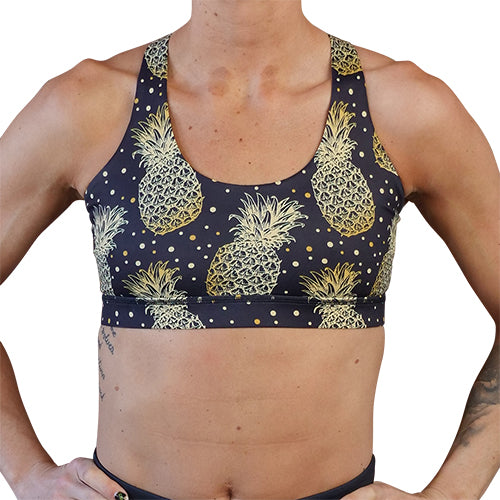 front view of pineapple sports bra 