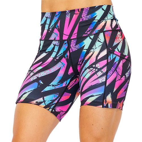 5 inch 90's inspired colorful line design shorts