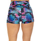 back view of bird and palm tree design on 2.5" shorts