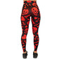 red and black leggings with skulls, bones and hearts