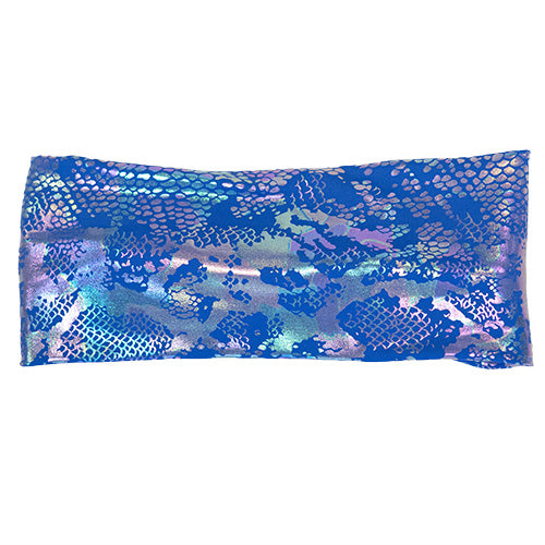 front view of blue and purple holographic headband