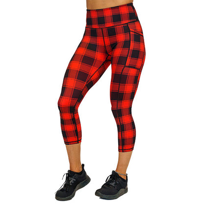 red checkered leggings available in capri length