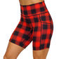 7 inch red and black plaid shorts