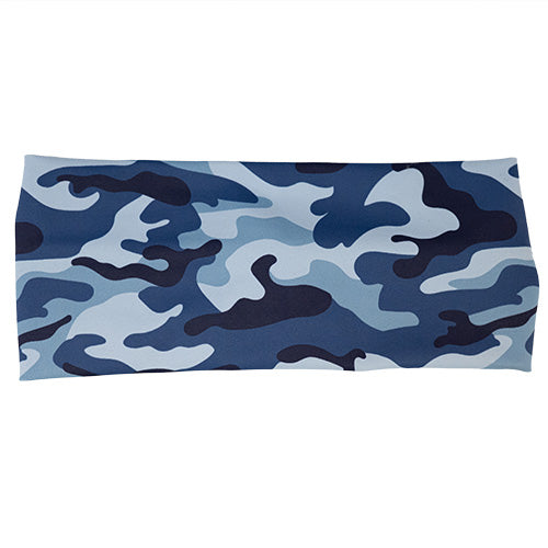 front view of blue camo headband