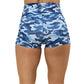 back view of 2.5 inch blue camo shorts