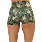 back view of 2.5 inch green camo shorts