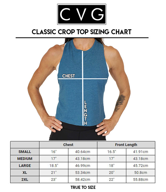 classic crop top sizing chart