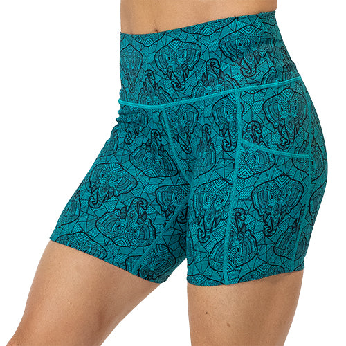 5 inch blue elephant outline  shorts facing the front against a white background