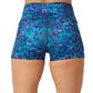 back view of 2.5 inch blue and pink flamingo design shorts