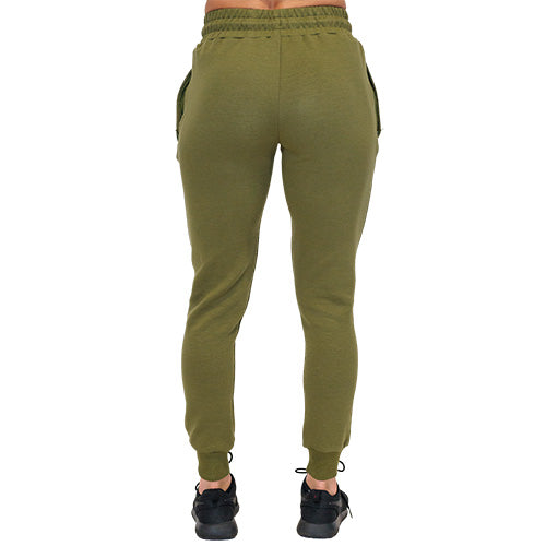 Photo of the back of the army green joggers