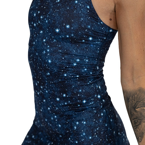 close up of navy blue galaxy pattern