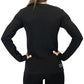 back view of heather black colored long sleeve shirt