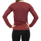 back view of heather cardinal colored long sleeve shirt