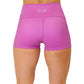 back view of 2.5 inch solid magenta colored shorts