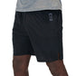side view of black quarter length unisex shorts