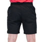 back view of black quarter length unisex shorts 