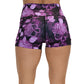 back view of 2.5 inch berry colored mermaid skull patterned shorts