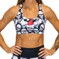 front view of santa hat and skull pattern bra