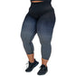 Photo of black ombre capri length leggings. These are black at the top and fade to grey at the bottom of the legs.