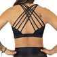 back view of butterfly back black plaid bra 