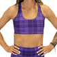 front view of purple plaid bra 