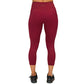 back view of capri length solid maroon leggings 