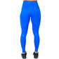back view of full length blue leggings with blue unicorn pattern on it