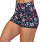 side pocket view of kitty skeleton design on 2.5 inch shorts 
