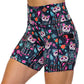 side pocket view of kitty skeleton design on 5 inch shorts 