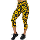 capri length sunflower print leggings