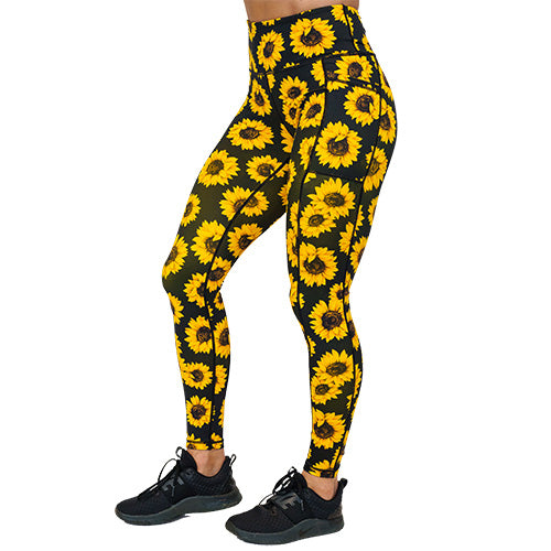 full length sunflower print leggings