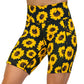 front view of sunflower pattern on 7 inch shorts