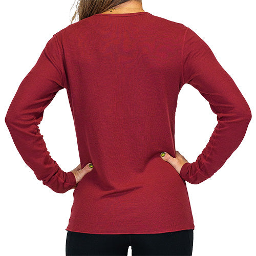 back of solid maroon thermal