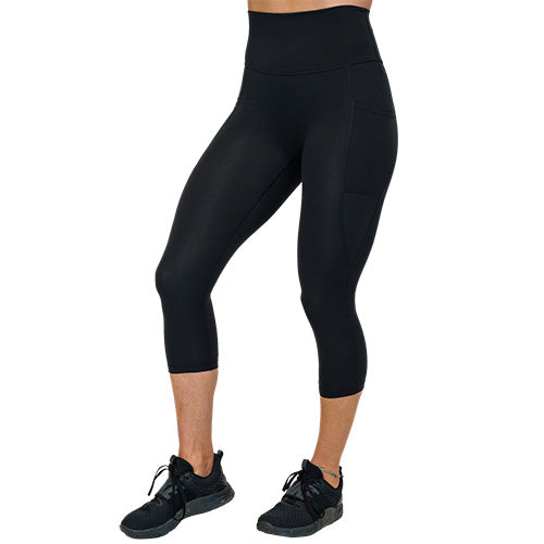 capri length solid black leggings