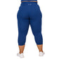 back view of capri solid navy blue leggings