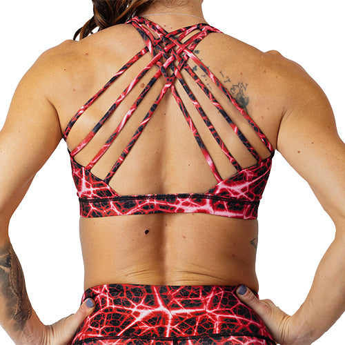 butterfly back strap design on sports bra