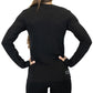 back view of heather black colored long sleeve shirt