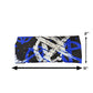 2 by 9 inch sizing of blue, black and white anarchy symbol headband