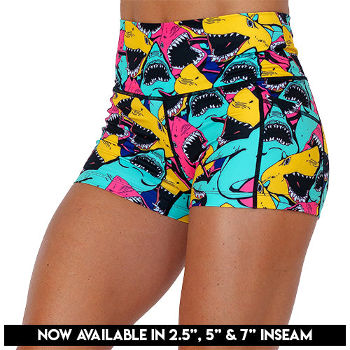 shark patterned short's available in 2.5, 5 & 7 inch inseams