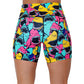 back of the 5 inch shark patterned shorts