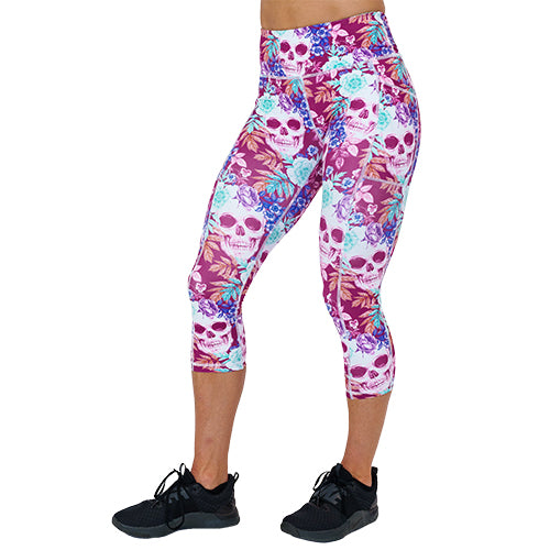skull and flower patterned leggings
