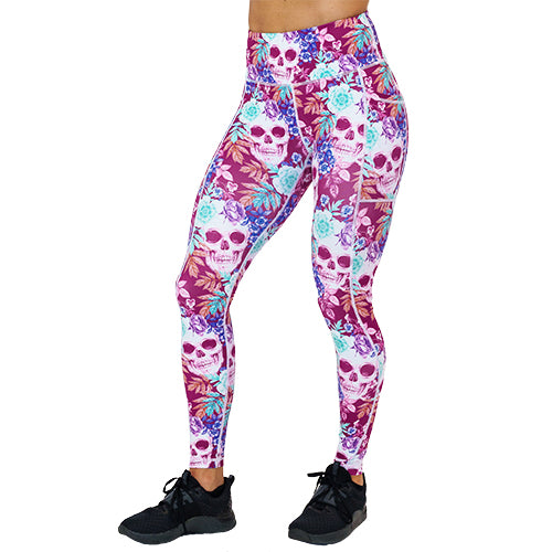 skull and flower patterned leggings